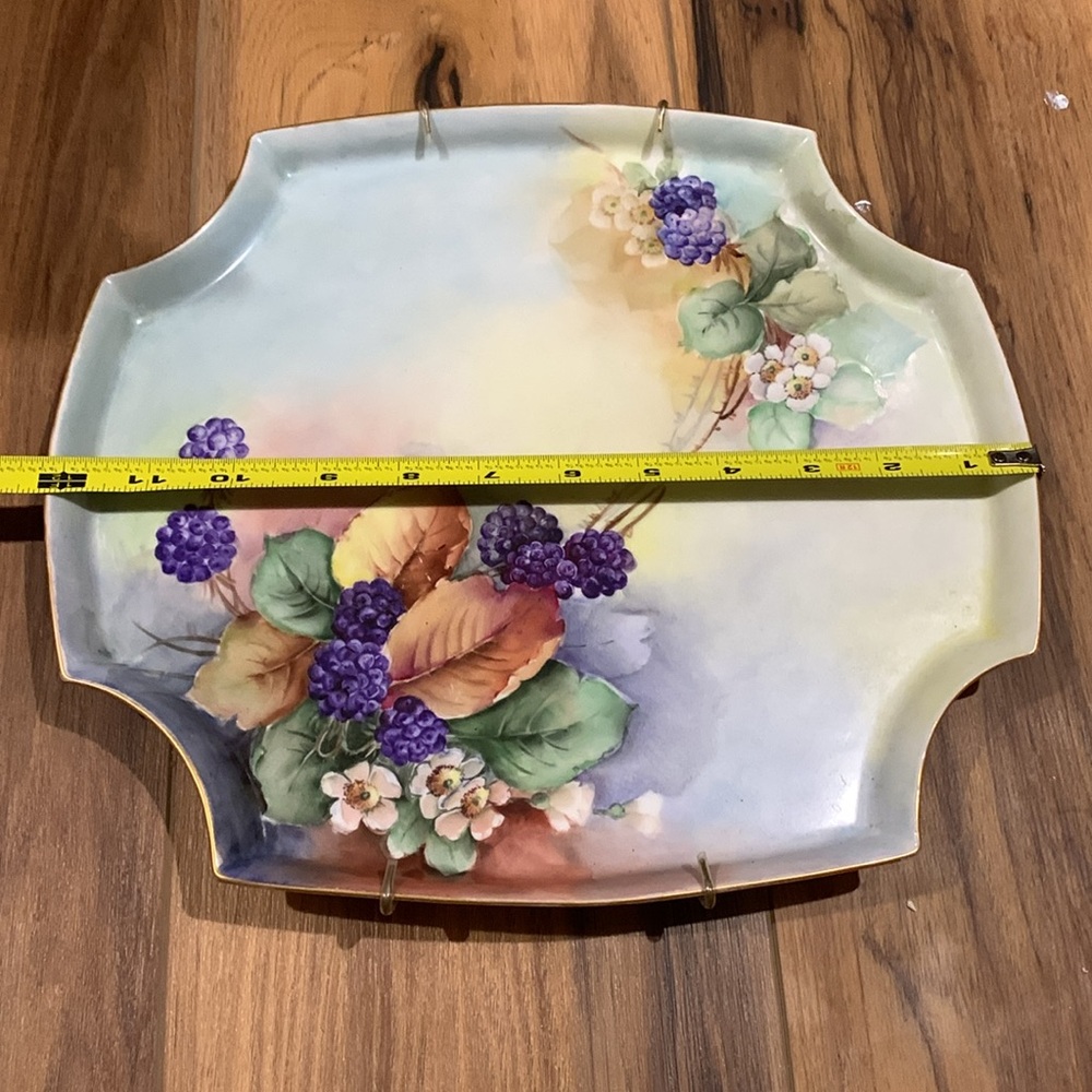 Limoges Hand painted fruit and leaf pattern French porcelain tray/wall hanging - Picture 4 of 9